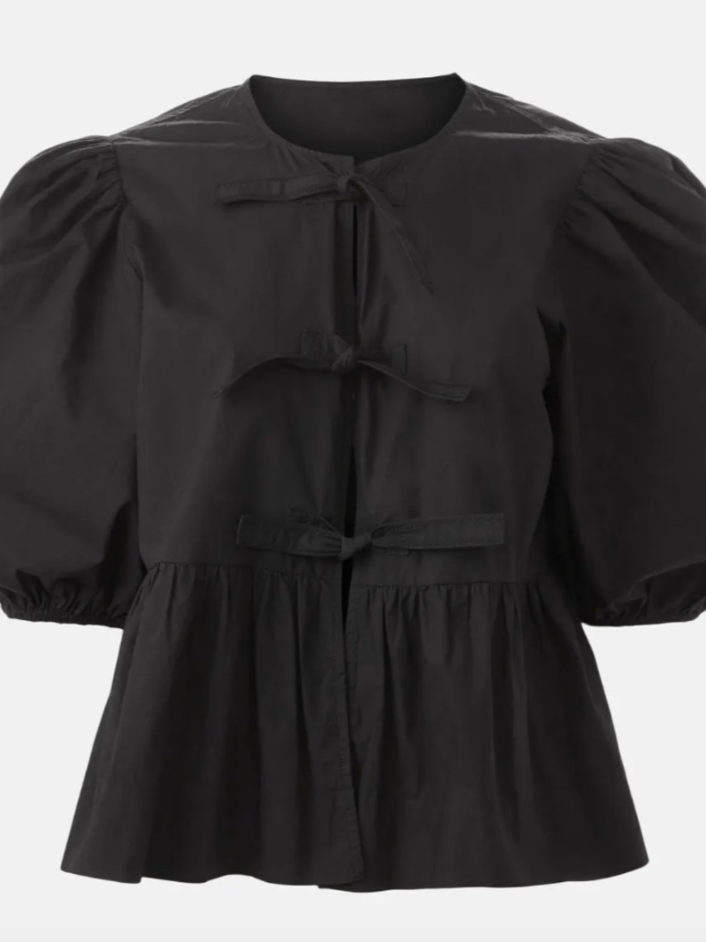 Ganni Tie Neck Short Sleeve Blouse Size: M | US6, DK36 - Picture 3 of 5